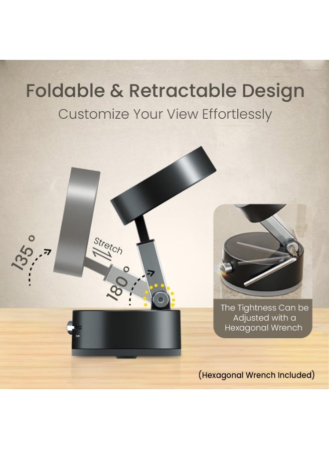 بورترونيكس Portronics Hold X Magnetic Vacuum Suction Mobile Holder, Multiple Angle Adjustment, Retractable, Strong Magnetic Attachment, Compatible with iPhone & Android Phone for Car, Desk, Mirror, Glass(Black) - Image 4